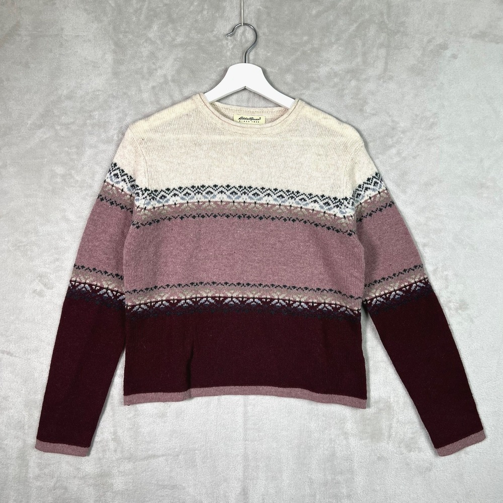 Vintage Eddie Bauer Fair Isle Lambswool Sweater Small Nordic Ski Cottagecore HK